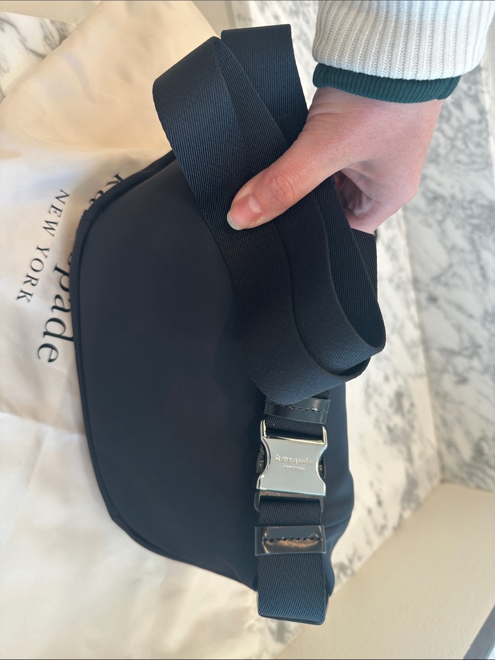 Kate Spade Black Nylon Belt Bag with Silver Hardware - Picture 5 of 10
